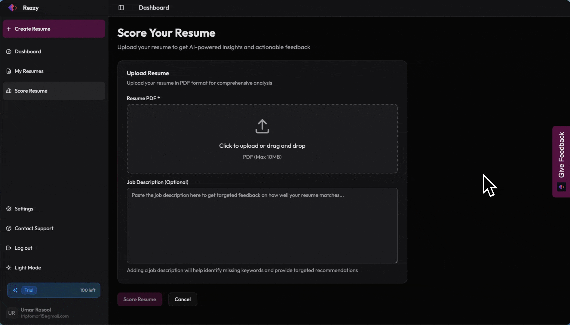 AI-powered resume scoring